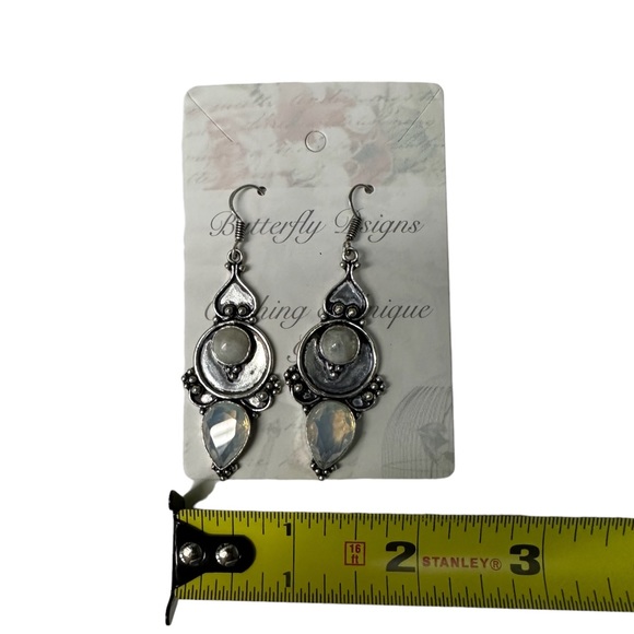 0123 Opalite Rainbow Moonstone Artisan Drop Earrings Silver Gemstone Jewelry - Picture 13 of 13